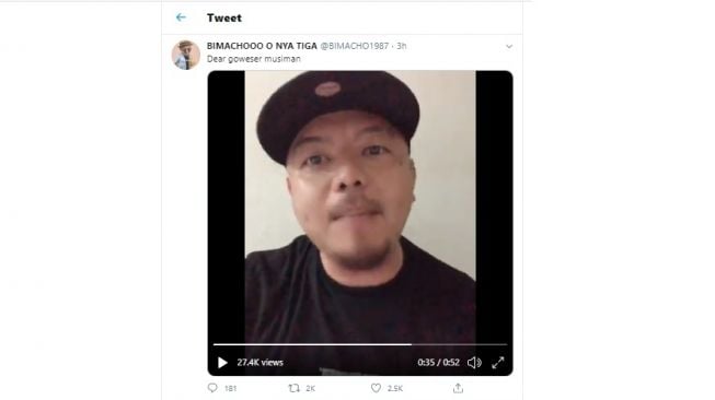 Pesan Menohok untuk Pesepeda Musiman dari Vokalis grup band Bravesboy, Bima (Twitter)