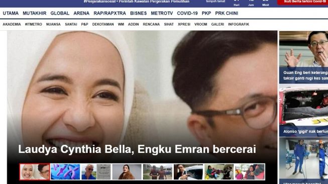 Perceraian Laudya Cynthia Bella - Engku Emran Jadi Headline Media Malaysia