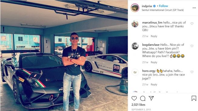 Indra Priawan doyan balap mobil sepertinya (Instagram)