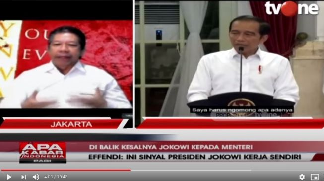 Effendi Gazali tanggapi kekesalan Presiden Jokowi kepada menterinya. (YouTube/Apa Kabar Indonesia TvOne)