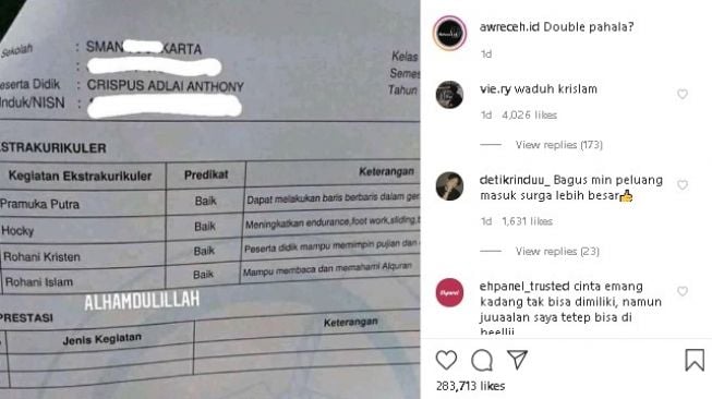 Viral Siswa Ikut Ekskul Agama Islam dan Kristen, Nilainya Bagus Semua