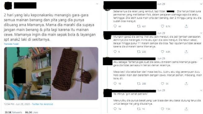 Dianggap Mengubur Mimpi, Ibu Buang Benang Gara-gara Putranya Hobi Merajut (Twitter)