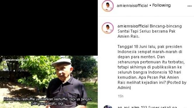 Tanggapan Amies Rais soal Jokowi marahi menteri. (Instagram/@amienraisofficial)