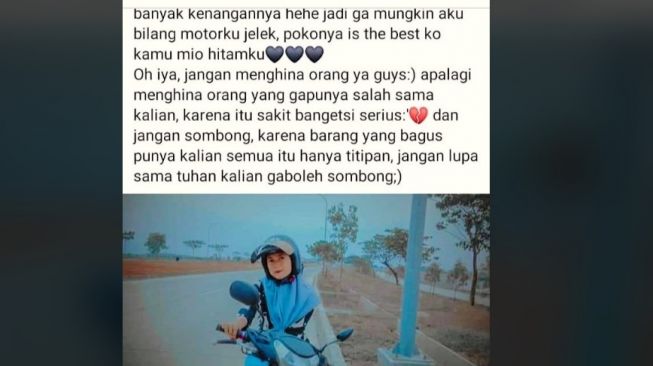 Curhatan gadis berhijab yang kerap dibully karena motor butut (Facebook)