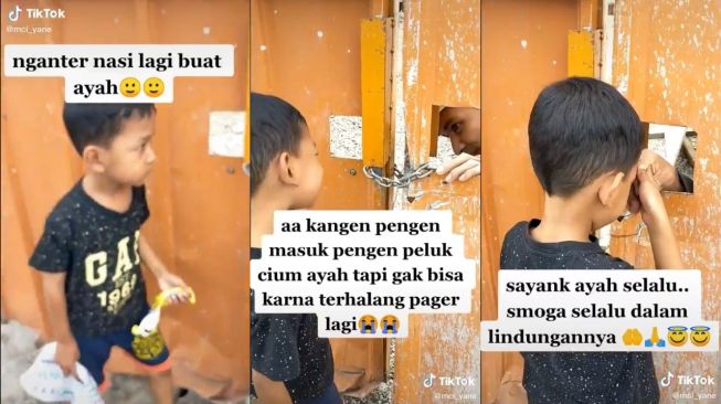 Pintu Proyek Tak Jadi Penghalang Bocah Ini Antar Bekal Buat Ayah