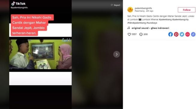 Viral Menikah Mahar Sandal Jepit (tiktok.com/@palembanginfo)