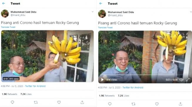 Said Didu Bercanda: Pisang Anti Corona Hasil Temuan Rocky Gerung