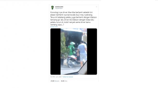 Kisah driver ojol ditendang bikin geram warganet. [Twitter]