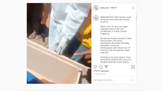 Warga Bongkar Peti Jenazah Covid-19 (Instagram)