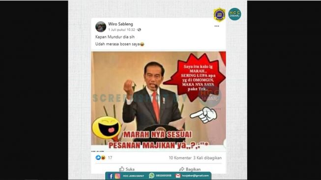 CEK FAKTA. konten yang klaim Presiden Jokowi mengakui marah-marahnya memakai teks (Turnbackhoax.id)