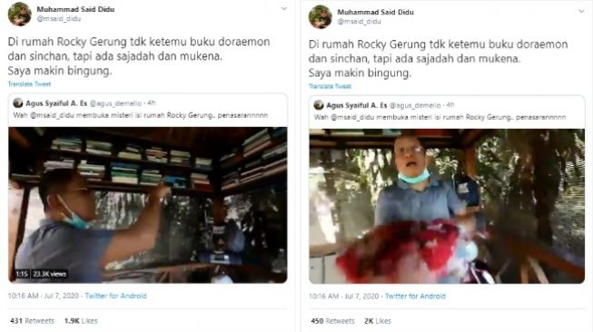 Main ke Rumah Rocky Gerung, Said Didu Bingung Temukan Sajadah dan Mukena