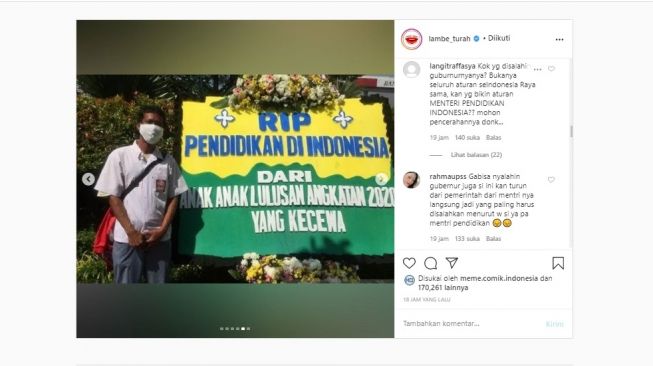 Anies Dikirimi Karangan Bunga Protes PPDB, Publik: Salah Alamat (Instagram)