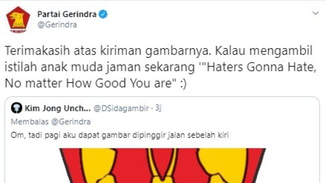 Jawaban Partai Gerindra logonya diganti kepala lobster (Twitter/gerindra)