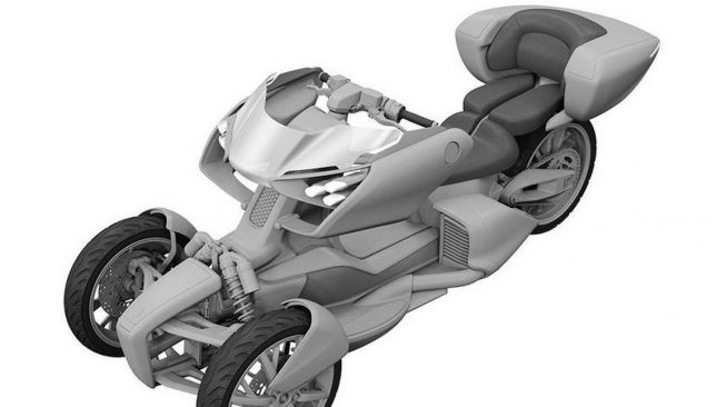 Gambar paten motor roda tiga Yamaha  (Motorbeam)