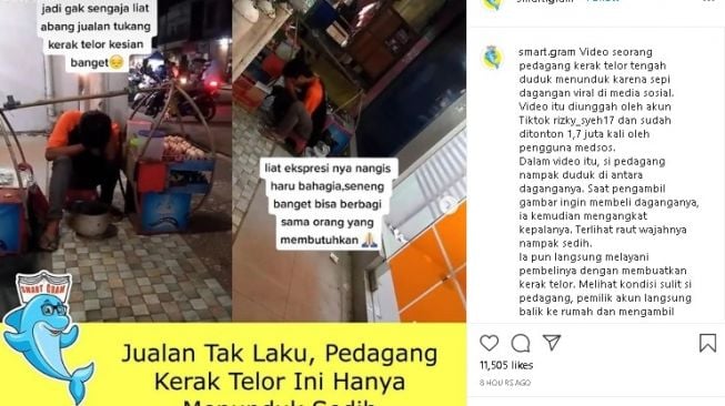 Pedagang Kerak Telor Menangis Tersedu-sedu, Dapat Amplop saat Sepi Pembeli