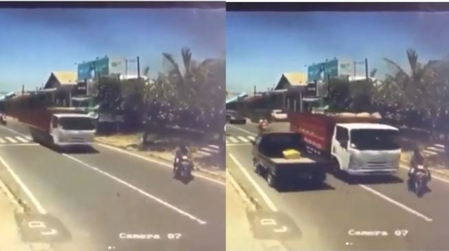 Nyaris Diseruduk Dump Truk, Pemotor Malah Marah-marah, Videonya Viral