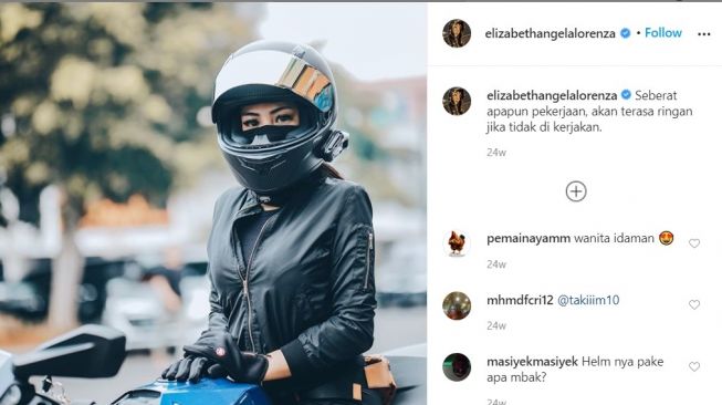 Siap-siap riding jarak jauh kemana Angela (Instagram)