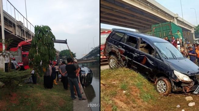 Momen Evakuasi Mobil Terjun ke Kalimalang yang Tewaskan Ustazah Samsiah