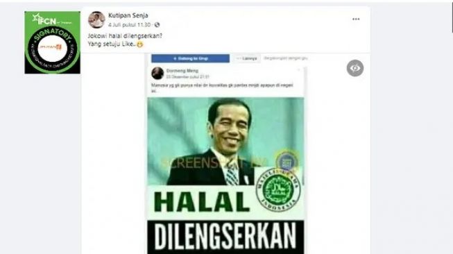 Cek Fakta : Dilabeli MUI, Jokowi Halal Dilengserkan