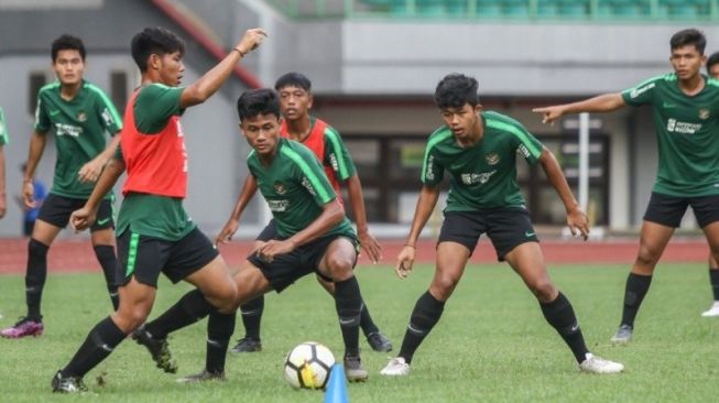 Tim nasional U-16 Indonesia menjalani pemusatan latihan (TC) di Stadion Patriot Candrabhaga, Bekasi, Jawa Barat, Jumat (20/12/2019). (HO-PSSI) 