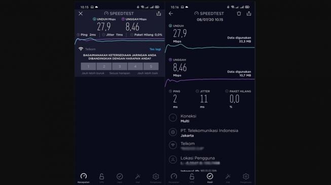 Speed test Indihome