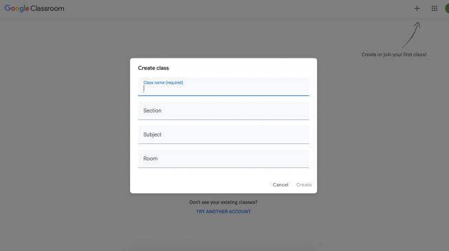 Membuat kelas di Google Classroom (classroom.google.com)