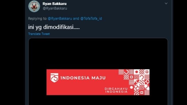 Penjelasan warganet soal pattern dalam spanduk 1NDONES1A MAJU. (Twitter/@RyanBakkaru)