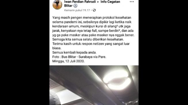 Viral Foto Penumpang Berdesakan Naik Bus Rute Blitar-Surabaya