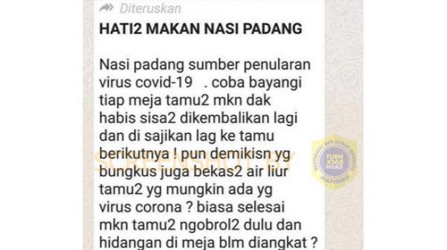 CEK FAKTA: Benarkah Nasi Padang Jadi Sumber Penularan Covid-19?