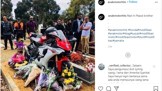 Potret Kuburan dengan moge Yamaha R1 di atasnya (Instagram)