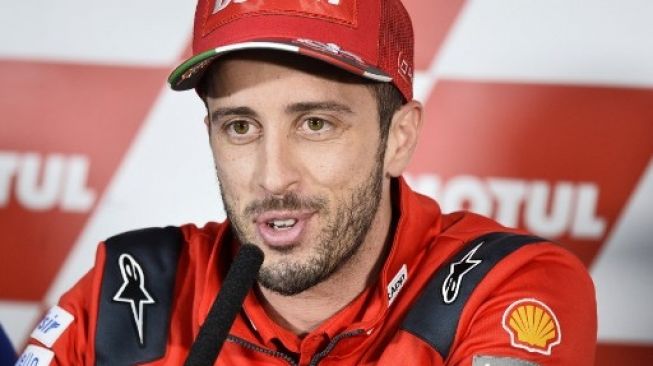 Rider tim Ducati Andrea Dovizioso saat jumpa pers di MotoGP Valencia. JOSE JORDAN / STR / AFP