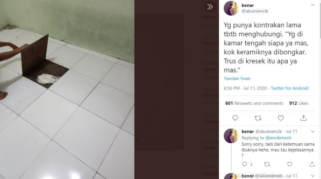 Postingan warganet penemuan barang tak terduga. [Twitter]