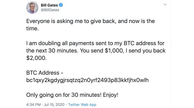 Akun Twitter Bill Gates diretas untuk penipuan Bitcoint.[Twitter]