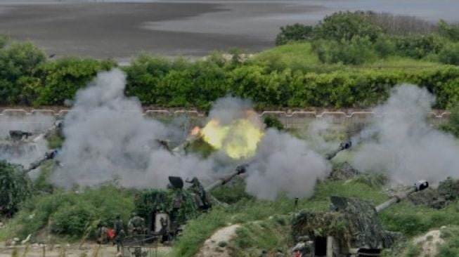 Militer Taiwan menggelar latihan perang tahunan Han Kuang, Kamis (16/7/2020). [AFP]