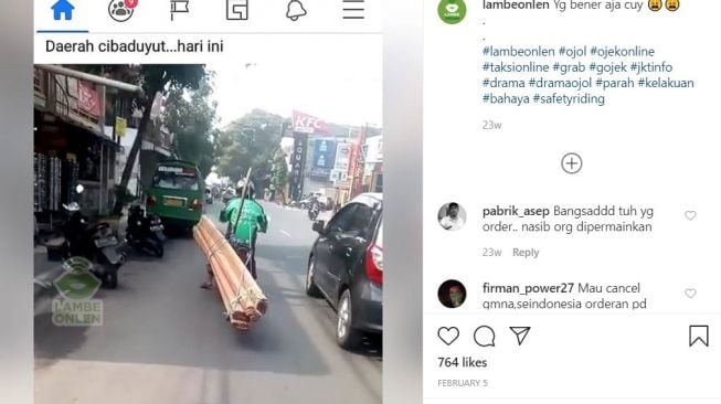 Dikira ojol ini bawa mobil pikap, kasihan euy (Instagram)