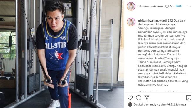 Unggahan Nikita Mirzani soal Baim Wong [Instagram/@nikitamirzanimawardi_172]