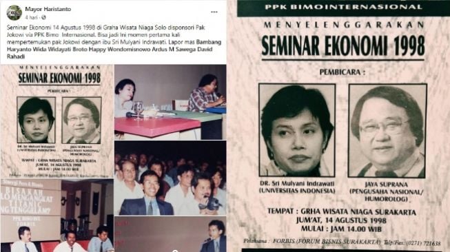 Viral Foto Sri Mulyani dan Jokowi di Tahun 1998, Jaya Suprana Buat Ramalan (Facebook Mayor Haristanto)