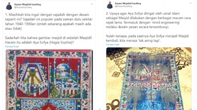 Sajadah Jadul Mendadak Viral, Gambar Hagia Sophia di Sebelah Masjidil Haram (Twitter)