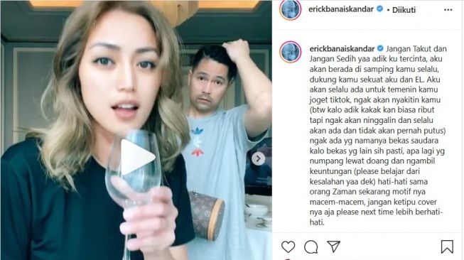 Erick Iskandar beri pesan untuk adiknya, Jessica Iskandar soal penipu. [Instagram]