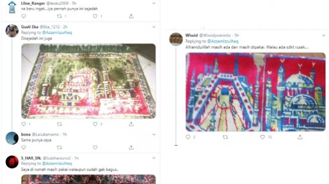 Warganet baru sadar ada gambar Hagia Sophia di sebelah Masjidil Haram pada sajadah jadul (Twitter)