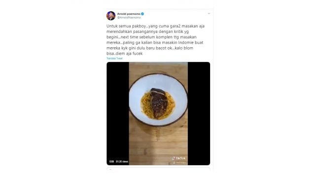 Postingan Chef Arnold. [Twitter]