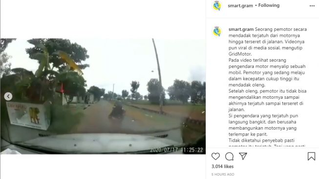 Tiba-Tiba Oleng lalu Berdiri Sendiri, Pemotor Ini Buat Bingung Warganet