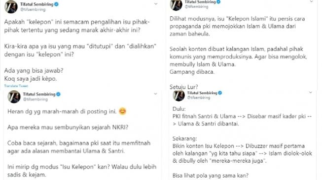 Tifatul Sembiring buka suara soal isu klepon bukan jajanan Islami (Twitter)