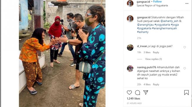 Berkunjung ke Jogja, Anang Ashanty Temui Nenek Penjual Salak yang Viral