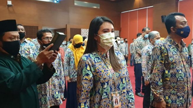 Pelantikan 62 pejabat dilakukan oleh Direktur Jenderal Perumahan di Auditorium Kementerian PUPR, Jakarta, Jumat (24/7/2020). (Dok : PUPR)