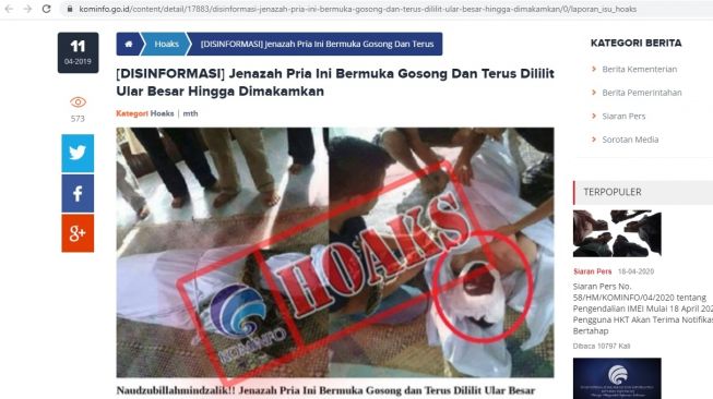 Penjelasan Cek Fakta, foto serupa pernah beredar tahun 2019 (kominfo.go.id)