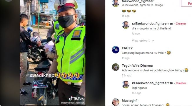 Tilang Motor Berpelat Nyeleneh, Pak Polisi Ngomong Pakai Bahasa Thailand