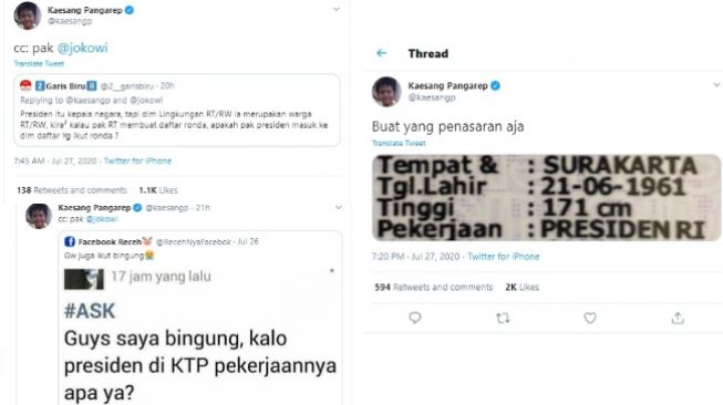 Kaesang Pangarep mendapat pertanyaan menggelitik dari warganet (Twitter)