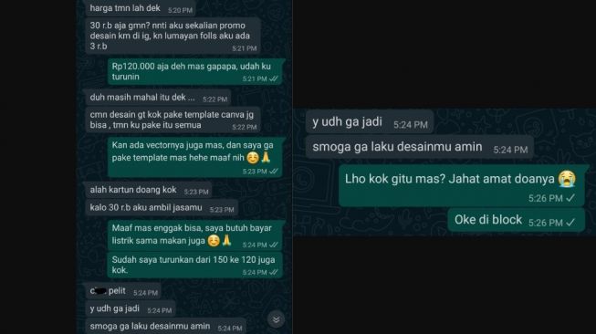 curhatan kreator desain grafis dihina rasis karena tolak harga teman (Twitter/kerupuknasiuduk)