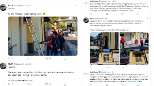 Viral Teknisi IndiHome Panjat Rumah Tanpa Izin, Pemilik Geram Kanopinya Ambruk (Twitter)